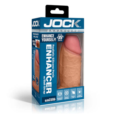 Penis Girth Enhancer Sleeve with Ball Strap in Medium - 4.5in
