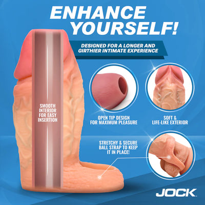 Penis Girth Enhancer Sleeve with Ball Strap in Lite - 4.5in