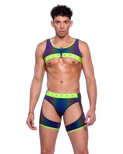 Neon Reflective Chaps with Studs Lime