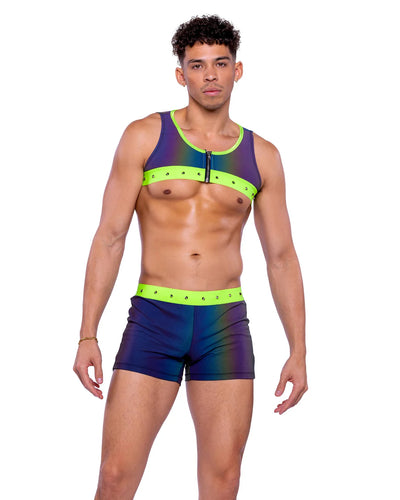 Neon Reflective Shorts with Studs Lime
