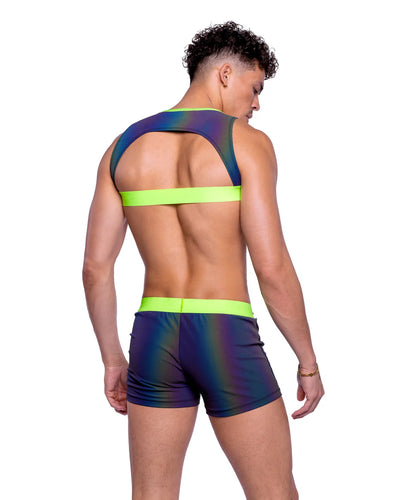 Neon Reflective Shorts with Studs Lime