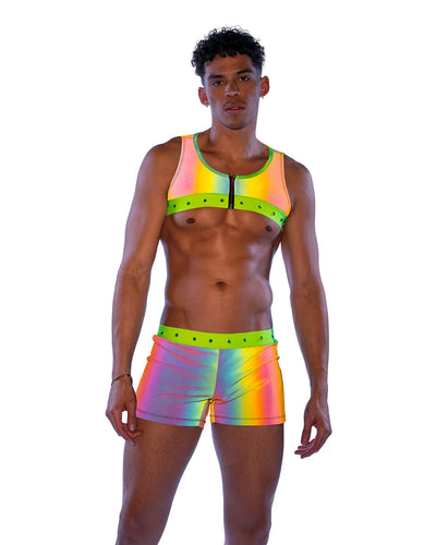 Neon Reflective Shorts with Studs Lime