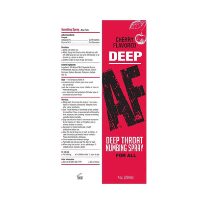 Deep AF Deep Throat Numbing Spray 1oz - Cherry