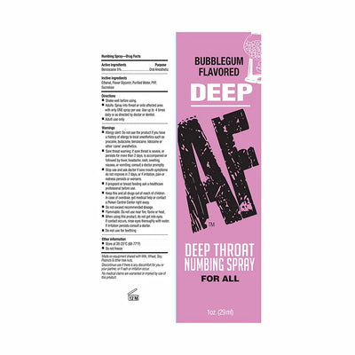 Deep AF Deep Throat Numbing Spray 1oz - Bubblegum