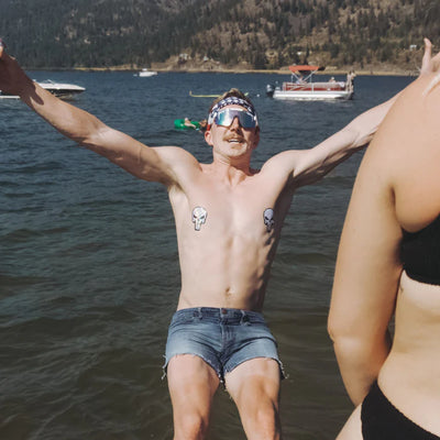 Punisher: Glittering Skull Nipple Pasties, White/Black, One Size