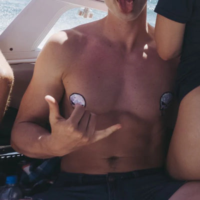 Punisher: Glittering Skull Nipple Pasties, White/Black, One Size