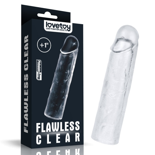 Flawless Clear Penis Sleeve, Add 1 Inch