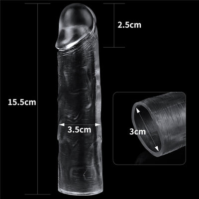 Flawless Clear Penis Sleeve, Add 1 Inch