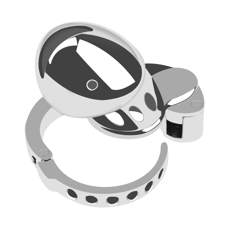 Silver Knight Adjustable Ring Metal Chastity Cage Cock Cage 2.95