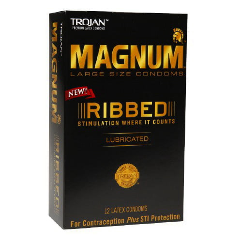 Trojan Magnum Ribbed Lubricated Condoms - 12 pk