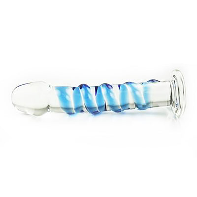 Glass Erotic Play Blue Spiral Dong