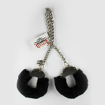 Fetish Pleasure Play Black Furry Ankle Cuffs