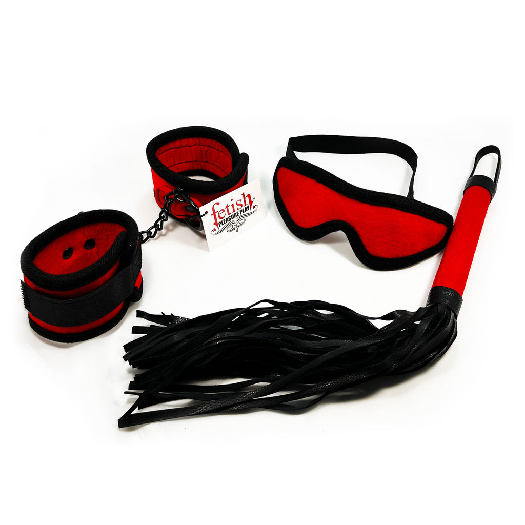 Fetish Pleasure Play Red Felt Restraint Kit