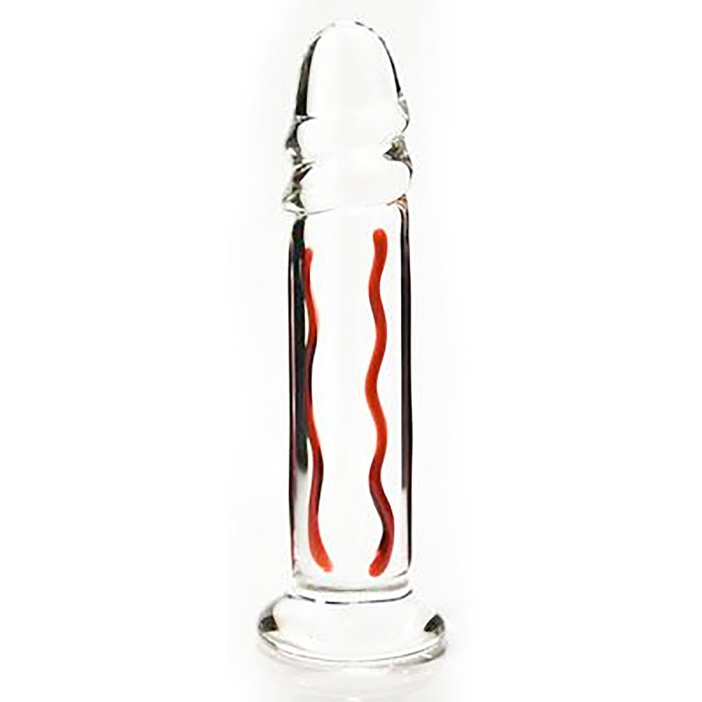 Glass Erotic Play Thick Probe w/Red Veins