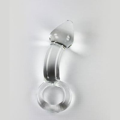 Glass Erotic Play Clear Anal Plug w/Handle