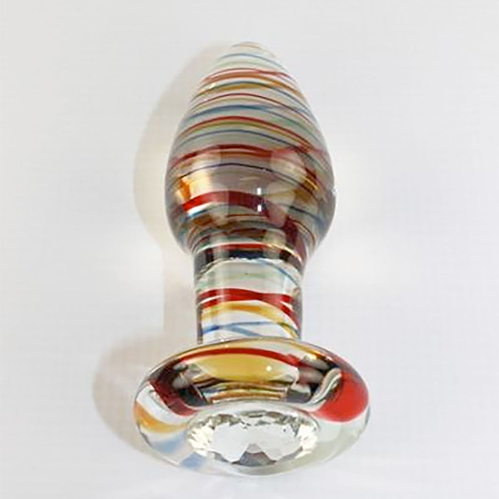 Get Glass Erotic Play's Rainbow Swirl Anal Plug Only at Castle Megastore Get Glass Erotic Play's Rainbow Swirl Anal Plug Only at Castle Megastore