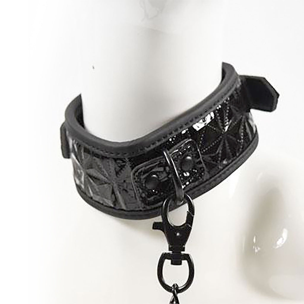 Fetish Pleasure Play Passionate Black Collar w/Leash