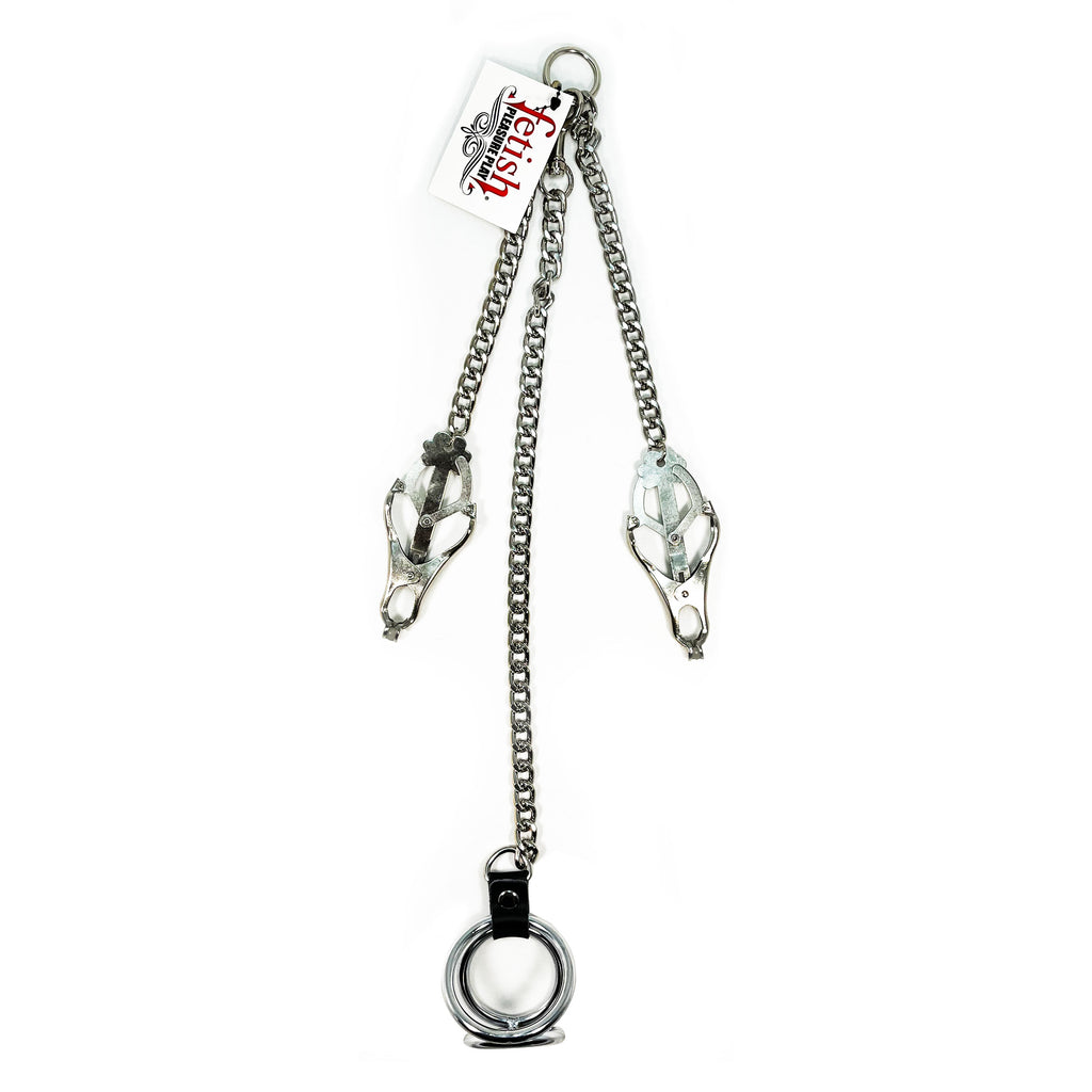 Fetish Pleasure Play Large Weighted Clover Nipple Clamps