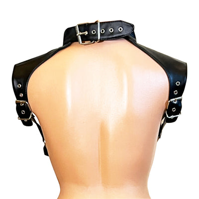 Shoulder Harness with Choker by Fetish Pleasure Play in Black
