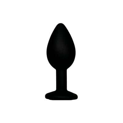 FETISH PLEASURE PLAY SILICONE BLACK ANAL PLUG WITH LIGHT PURPLE JEWELED BASE - Small