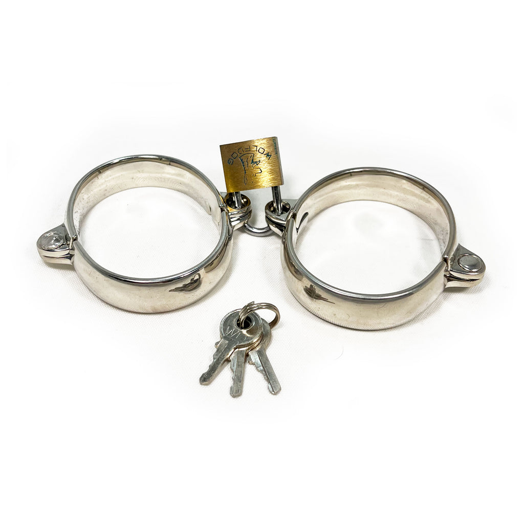 BONDAGE METAL SHACKLE LOCKABLE FEMALE WRIST RESTRAINTS FOR FETISH KINK PLAY - Small