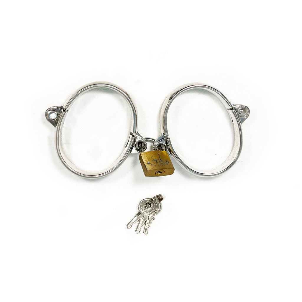BONDAGE METAL SHACKLE LOCKABLE FEMALE WRIST RESTRAINTS FOR FETISH KINK PLAY - Small