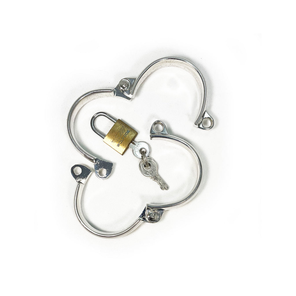 BONDAGE METAL SHACKLE LOCKABLE FEMALE WRIST RESTRAINTS FOR FETISH KINK PLAY - Small