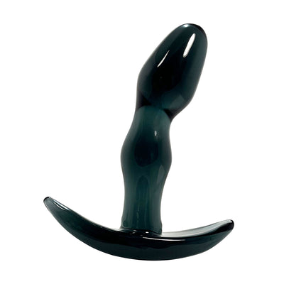 CURVED PROSTATE STIMULATING GLASS ANAL PLUG - Dark Jade