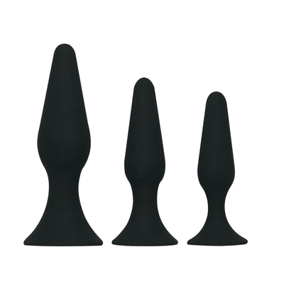 PRETTY PLEASURES BLACK SILICONE ANAL PLUG SET