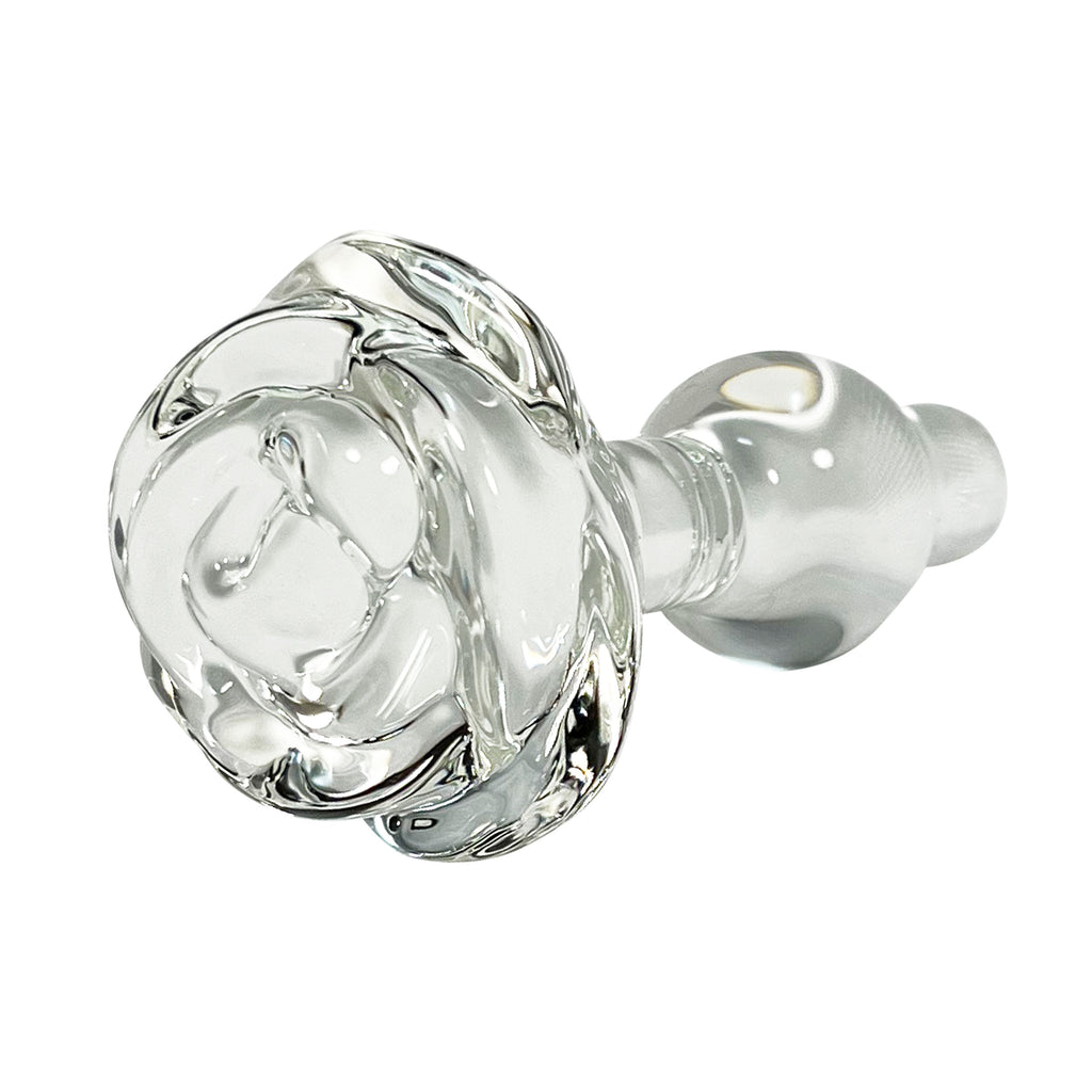 Glass Butt Plug with Flower Base - Clear Glass Butt Plug with Flower Base - Clear