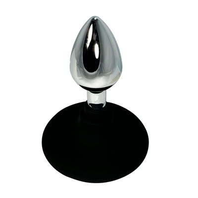 METAL TEAR DROP TAPER ANAL PLUG WITH SILICONE BASE