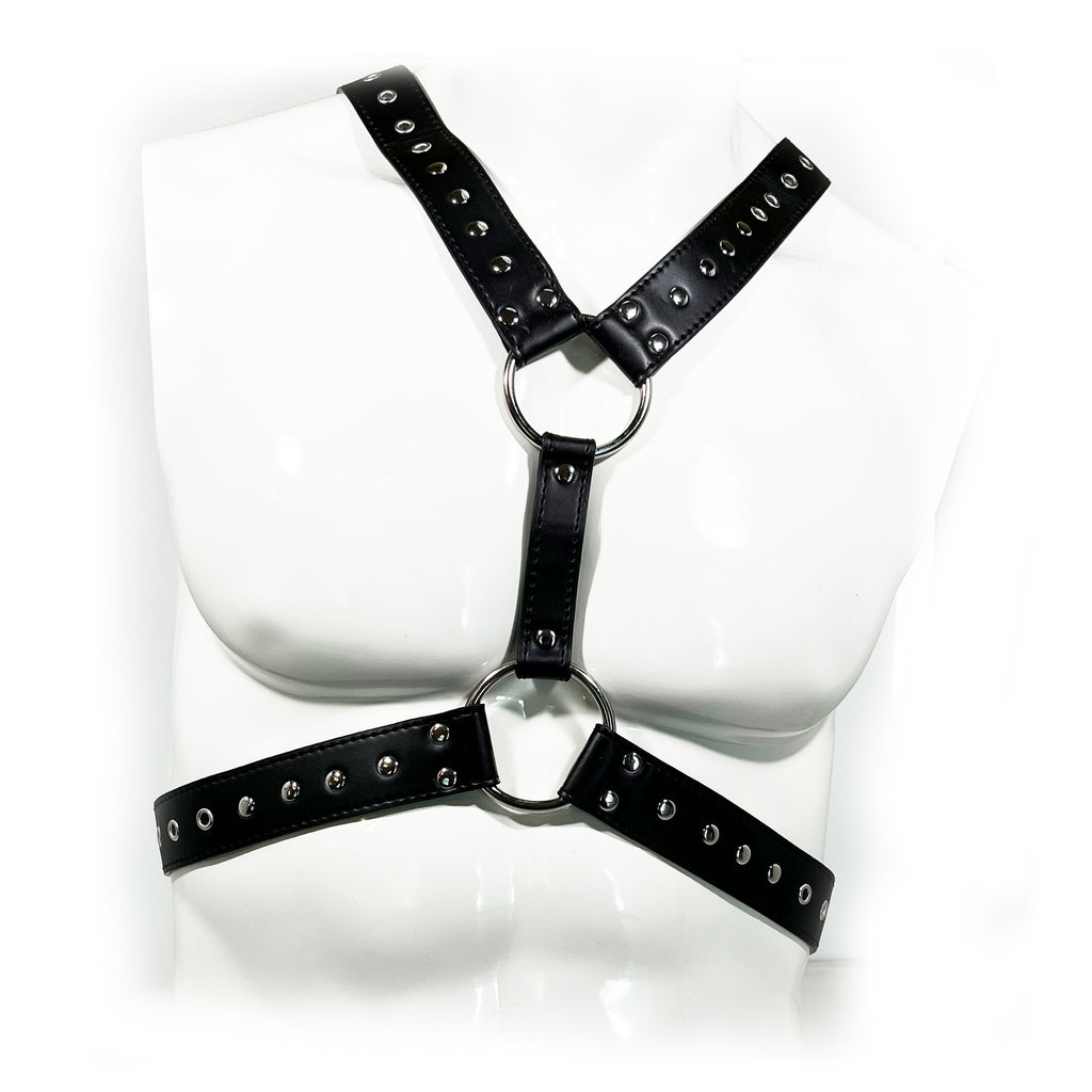 MEN'S BLACK CROSS-CHEST BONDAGE HARNESS