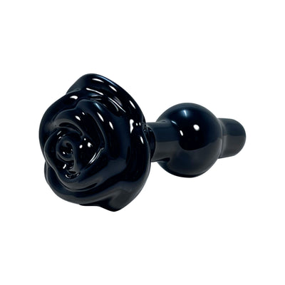 Black Rose Butt Plug by Glass Pleasure Play Black Rose Butt Plug by Glass Pleasure Play