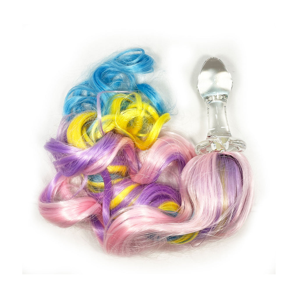 THE PINK RAIN UNICORN TAIL WITH GLASS ANAL PLUG THE PINK RAIN UNICORN TAIL WITH GLASS ANAL PLUG