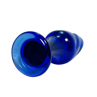 Swirled Glass Butt Plug in Cobalt Blue by Glass Pleasure Play