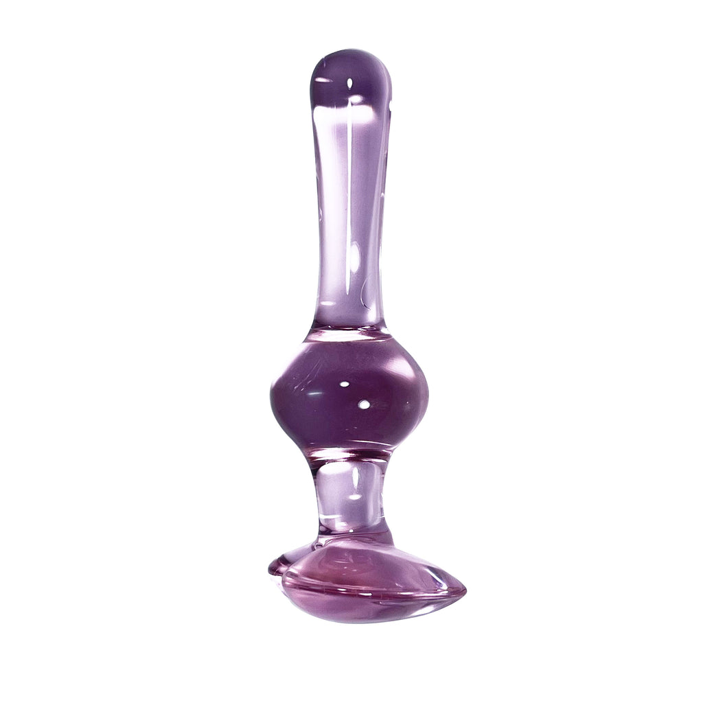 Pink Heart Glass Butt Plug with Bulb by Glass Pleasure Play