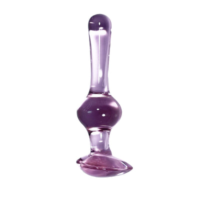 Pink Heart Glass Butt Plug with Bulb by Glass Pleasure Play