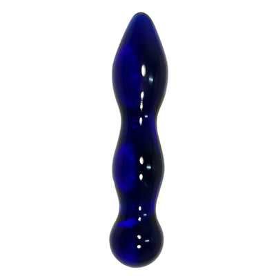 BLUE GLASS CURVY SWELLS TAPERED TIP DILDO