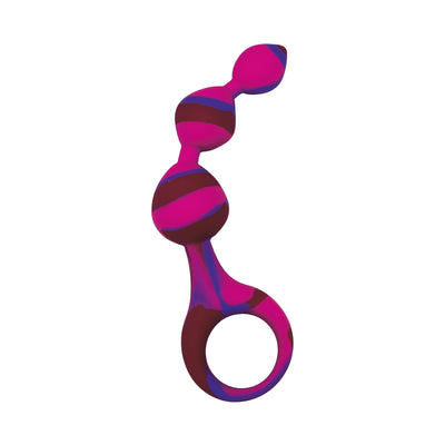 Hook N' Up Beaded Butt Plug - Swirl Purple