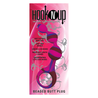 Hook N' Up Beaded Butt Plug - Swirl Purple