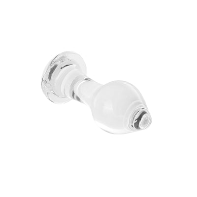 Small Clear Glass Butt Plug with Pink Crystal by Glass Pleasure Play