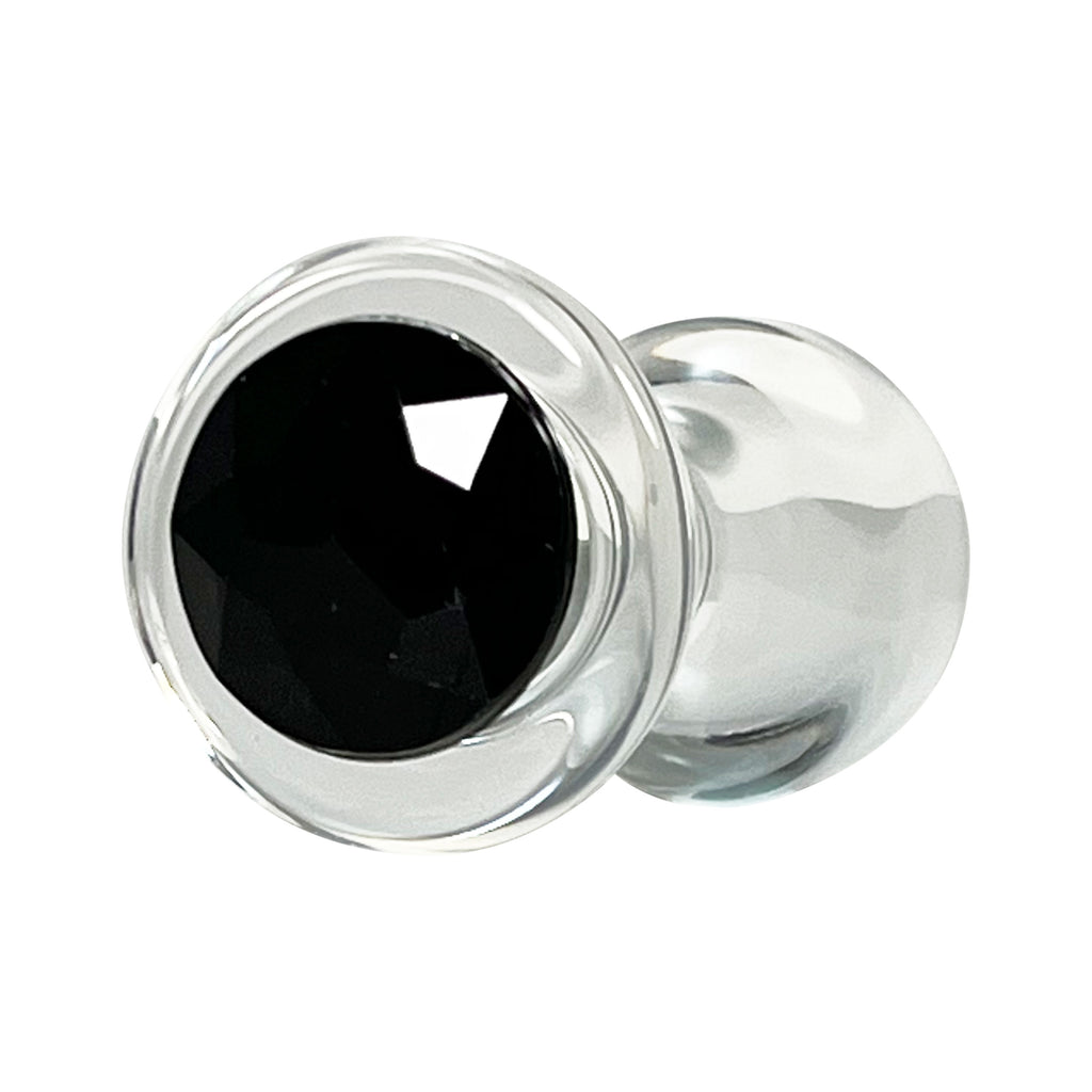 Fetish Pleasure Play Small Glass Black Jeweled Butt Plug Fetish Pleasure Play Small Glass Black Jeweled Butt Plug