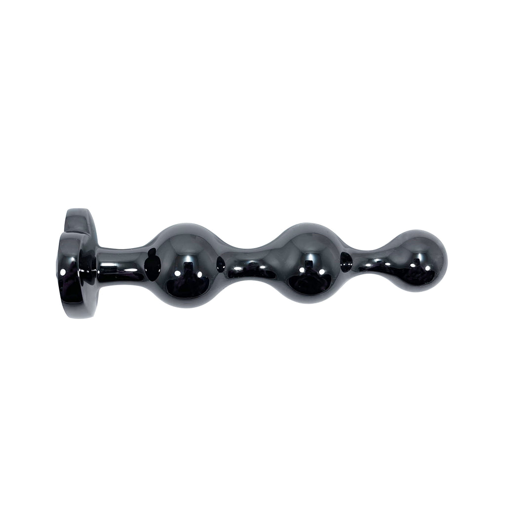 Carbon Jeweled Beaded Medium Plug by Fetish Pleasure Play in Black