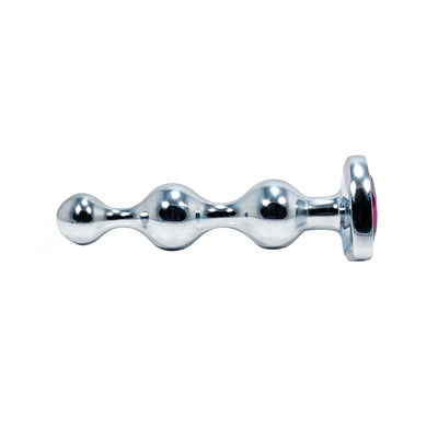 Silver Jeweled and Beaded Small Butt Plug by Fetish Pleasure Play in Red
