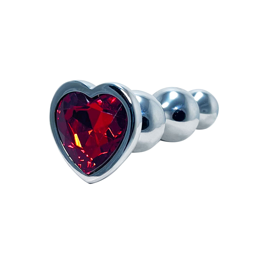 Silver Jeweled and Beaded Small Butt Plug by Fetish Pleasure Play in Red