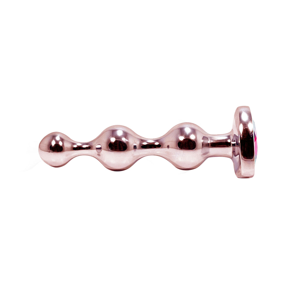 Rose Gold Jeweled Beaded Small Butt Plug by Fetish Pleasure Play in Pink