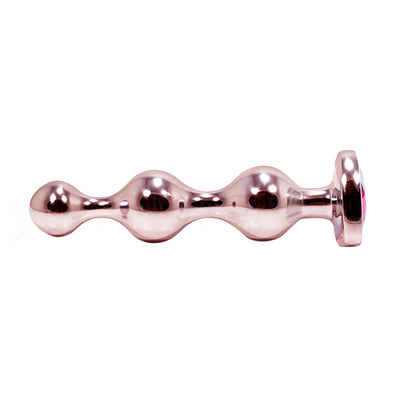 Rose Gold Jeweled and Beaded Medium Butt Plug by Fetish Pleasure Play in Pink