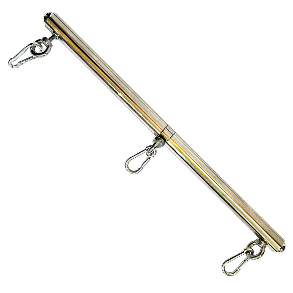 Small Chrome Spreader Bar with 3 Spring Clips by Fetish Pleasure Play in Chrome
