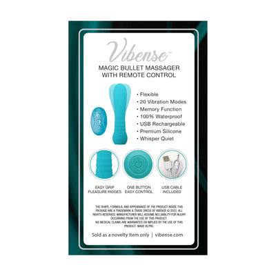 Vibense Bullet Vibrator with Remote Control - Teal