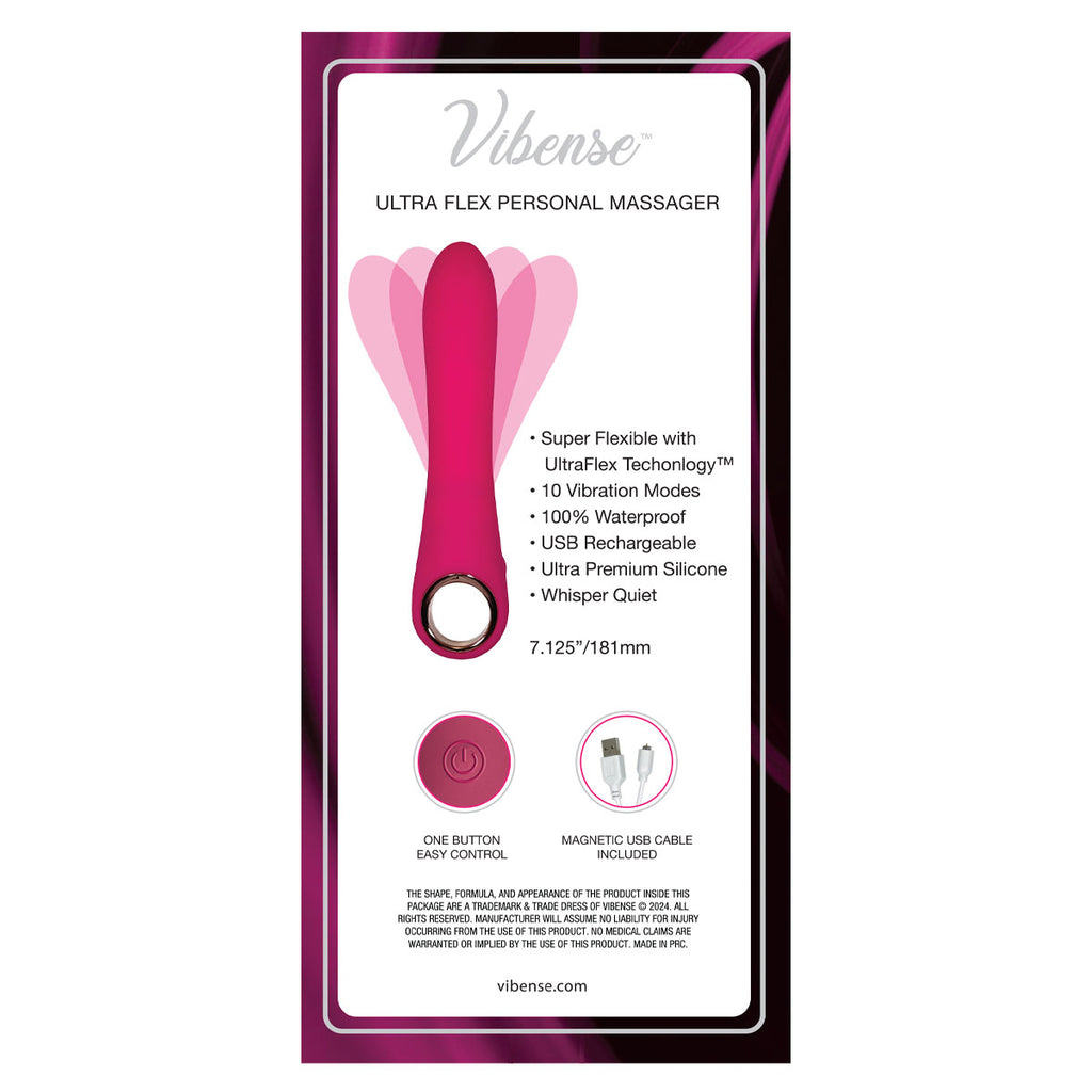 Ultra Flex Personal Massager Vibrator by Vibense in Pink